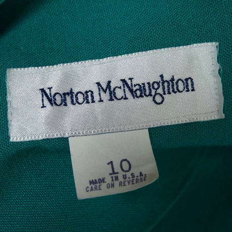 90s USA made NortonMcNaughton Rayon Turquoise Green Collarless Tailored Jacket