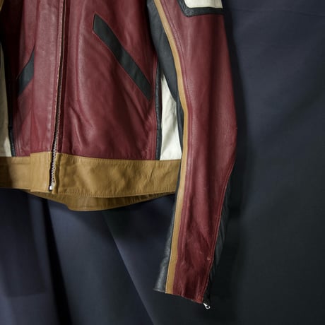 Euro USED Pig Leather Racing Biker Design Single Riders Jacket