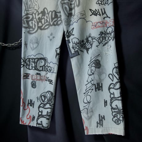 JADED LONDON Full Graphics Alien&Fire Baggy Denim