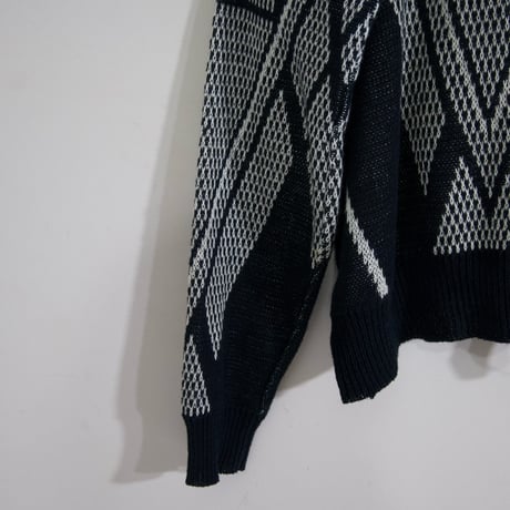 USED Geometric Patterns Lether Switching Knit