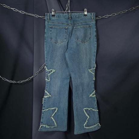 USED Fringe Star Flare Denim Pants