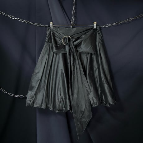 USED Deformation Design Medium Length Balloon Shiny Skirt