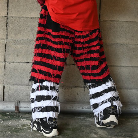 GYAKU_SOU All Hand Sewing  Denim Prisoner Borders Baggy Shorts