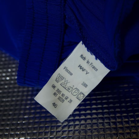 ChristineLaure France made Vivid Cerulean Blue Viscose Rayon 100% Wide Tapered Easy Pants