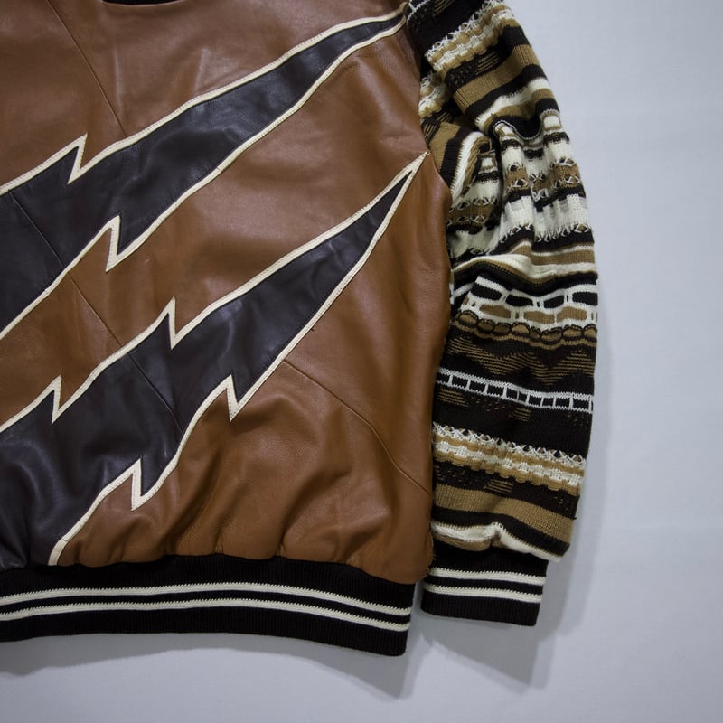 90s MANART Leather×Acrylic 3D Knit Sweater | HO