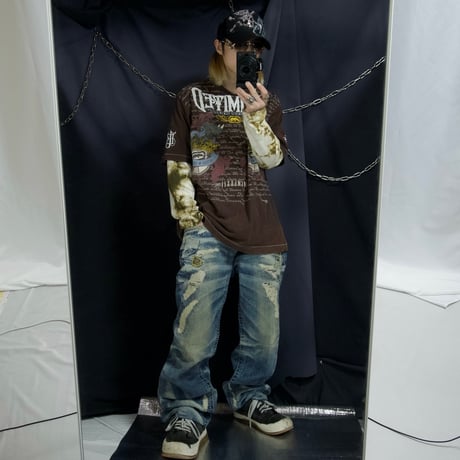 Ecko Unltd Stone Tablet Letters Tribal Lily Graphic Fraktur Embroidery “Single Stitches” S/S Tee