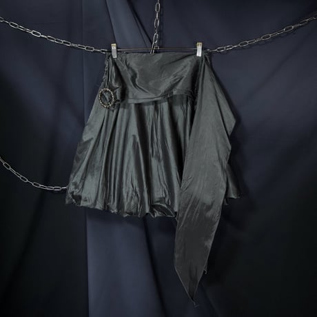 USED Deformation Design Medium Length Balloon Shiny Skirt