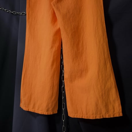 90s~ Italy made Carrot Orange Linen Cropped Flare Pants