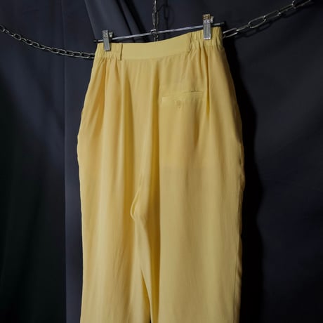 90s Bridgewater 2Tuck Silk 100% Pale yellow Pegtop Tapered Slacks