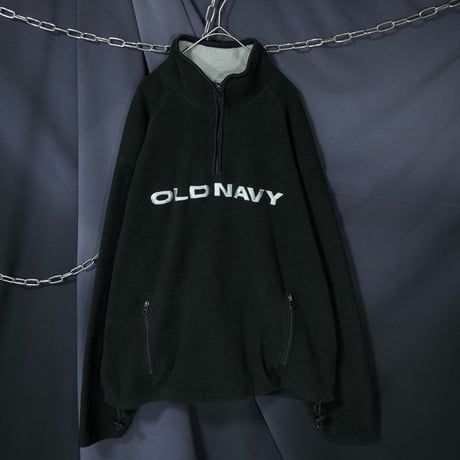 00s c2002 OLDNAVY Silver Embroidery Halfzip Pullover Fleece Jacket