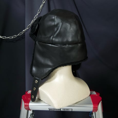USED PU Leather Fleece Boa Flight Cap