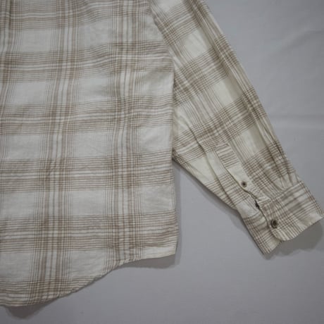 Natural Threads Band Collar Linen Check L/S Shirts