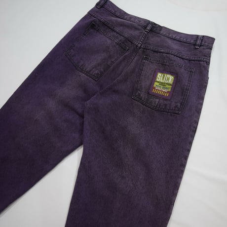 90s~ SLICK Piece Dyeing Quilting Embroidery Baggy Denim