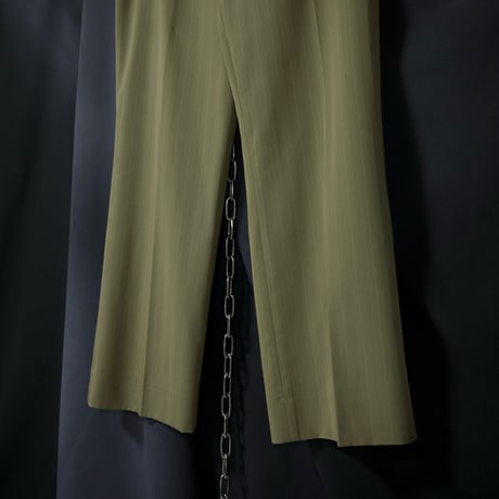 Late90s~Early00s Italy made Rayon Chalk Stripes Center Crease Flare Boots Cut Slacks