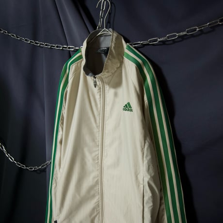 00s c2006 Adidas Setup Silky Beige Gradation Green Three Line Track Jacket Pants
