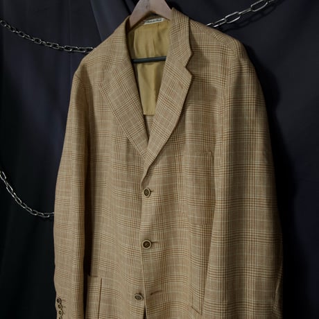 PAL ZILERI Italy made “Modern” Glen Check Silk×Linen×Wool Quarter Lined Tailored Jacket
