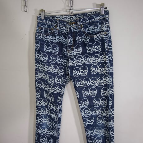 90s~00s Hysterics Skull Patterns Denim Pants