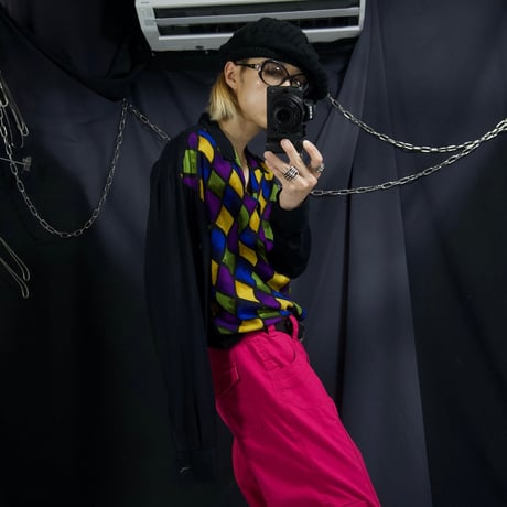 90s BUONUOMO USA Made Gradation Diamond Check Rayon100% L/S Open Collar Shirts