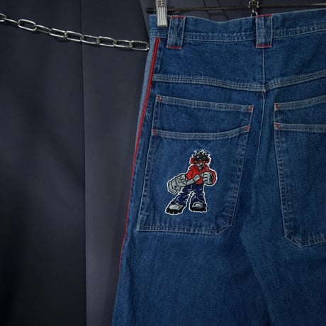 HERE&THERE Cyber B-boy Embroidery SideLine Cropped Raver Denim