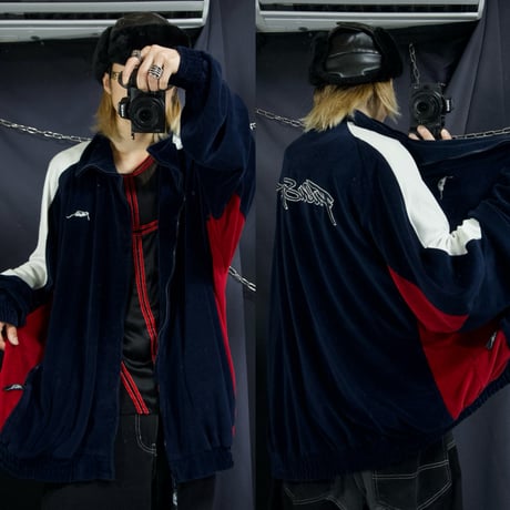 FUBU 4X Velor Switching Embroidery Oversized Track Jacket