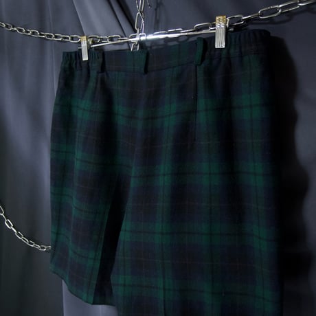 90s SAG HARBOR Black Watch Tartan Check 2tuck Wide Shorts