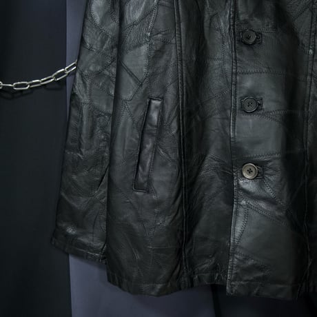 USED TSUGIHAGI Leather Boa Collar Chester Gang Coat