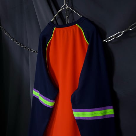 NIKE “Sports Cyber” Acid Psychedelic Color Pocket Gimmick RaglanSleeve L/S Tee