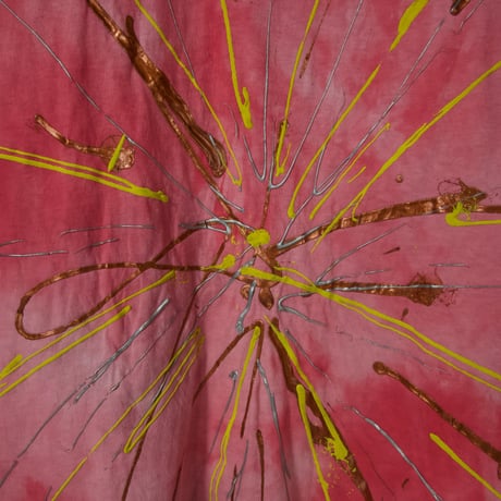 90s USA made Anvil Radial Splatter 3D Painting Tie Dye Long Length L/S Tee Dress