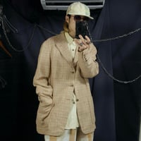 PAL ZILERI Italy made “Modern” Glen Check Silk×Linen×Wool Quarter Lined Tailored Jacket