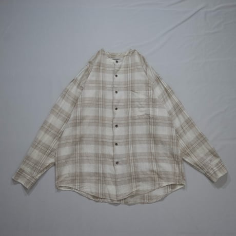 Natural Threads Band Collar Linen Check L/S Shirts