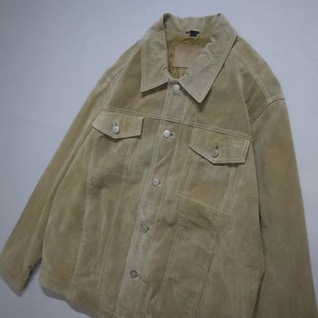 USED Trucker type Oversized Suede Pig Leather Jacket