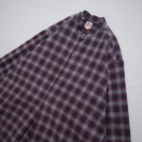 50s~60s ELTVA France made Vintage Band Collar Check Grandpa Smock Shirts