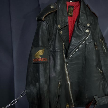 80s~90s Euro 2way Detachable Leather Double Riders Jacket