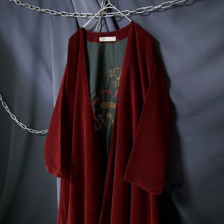 USED Skull Born Hand Embroidery Velor Gown Long Coat