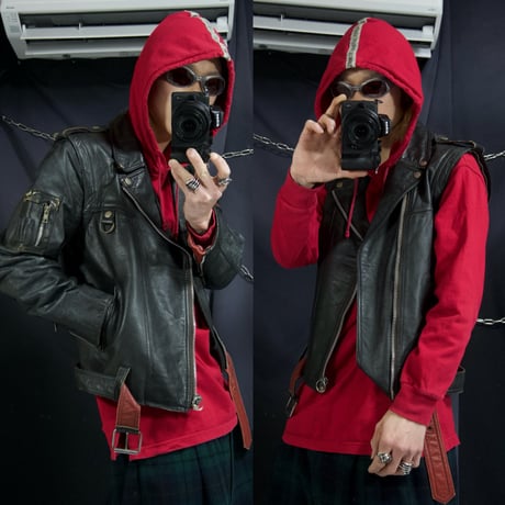 80s~90s Euro 2way Detachable Leather Double Riders Jacket