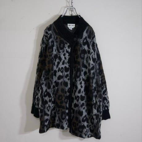 80s J.M Joss Leopard Patterns Oversized Mohair Cardigan