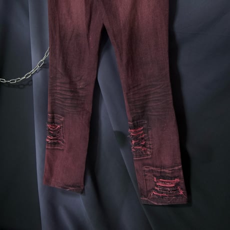 "00s Y2K Rock Spice” Piece Dying Boro Crush Damage Skinny Denim