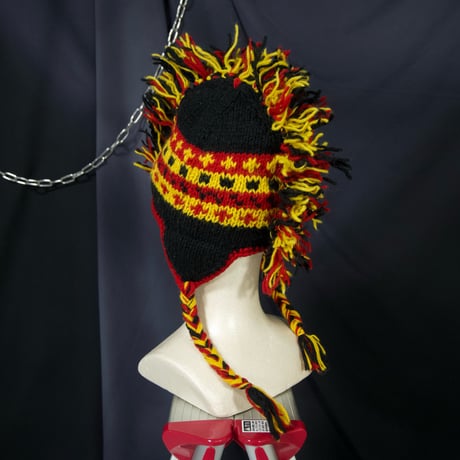 USED Fringe Mohawk Germany Color Wool Knit Cap