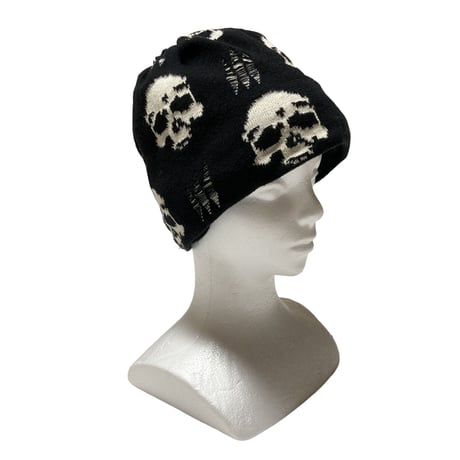 Cotton Skull AllPattern Damage KnitCap