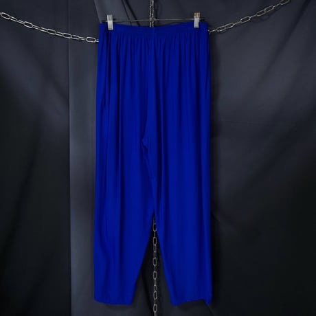ChristineLaure France made Vivid Cerulean Blue Viscose Rayon 100% Wide Tapered Easy Pants