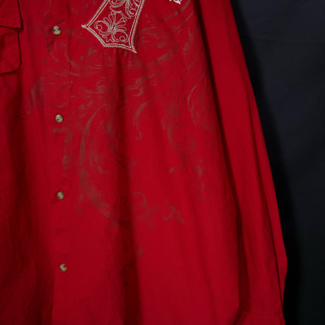 “00s HipHop Spice” Ablanche fleur-de-lis & Cross Embroidery Graphics L/S Shirts