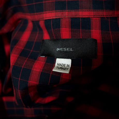 00s Diesel Block & Ombre Check Deformation Frills ( Bondage Parachute ) L/S Shirts