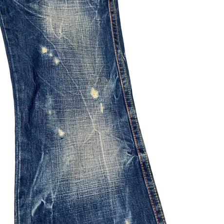 Red Pepper Grunge Design LowRise Denim Flare Pants