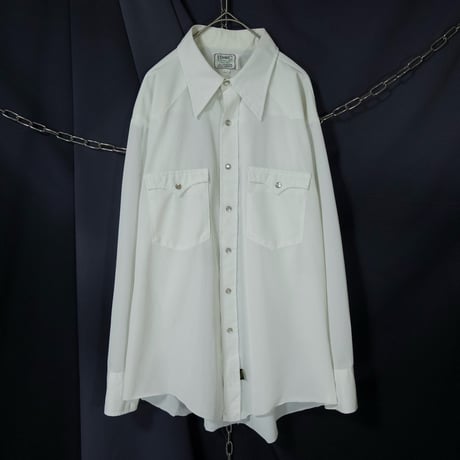 70s USA made H BAR C Popeline Blank Western L/S Shirts
