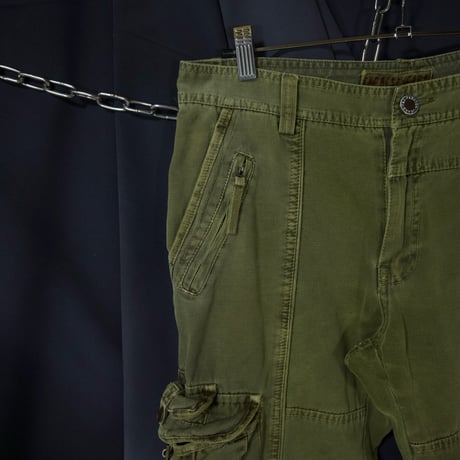 USED Eight Multi Pockets Gimmick Cargo Pants