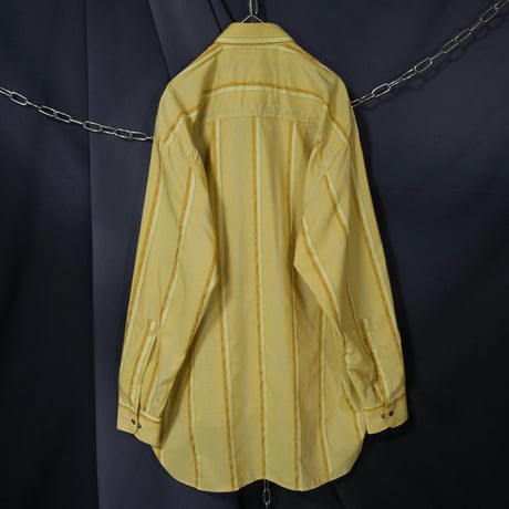 c1990~ Deadstock PINGPONG Italy made Multi Stripe Lily Embroidery Rayon L/S Shirts