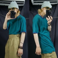 90s ROUTE66 Emerald Graduation Border S/S Ringer Tee