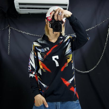 90s DESCENTE V-Neck Geometry Full Graphic L/S Game Shirts