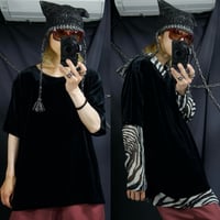 90s LANE BRYANT RoundNeck Black Blank Velours S/S Tee