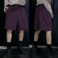 90s USA made School Color Multi Stripe 2Tuck Wide Slacks Shorts